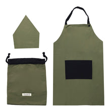 画像をギャラリービューアに読み込む, キッズ エプロン 3点セット 100-120cm 130-160cm 男の子 女の子 子供用 子ども 小学生 小学校 中学生 ポケット付き 巾着袋 三角巾 キッズエプロン 家庭科

