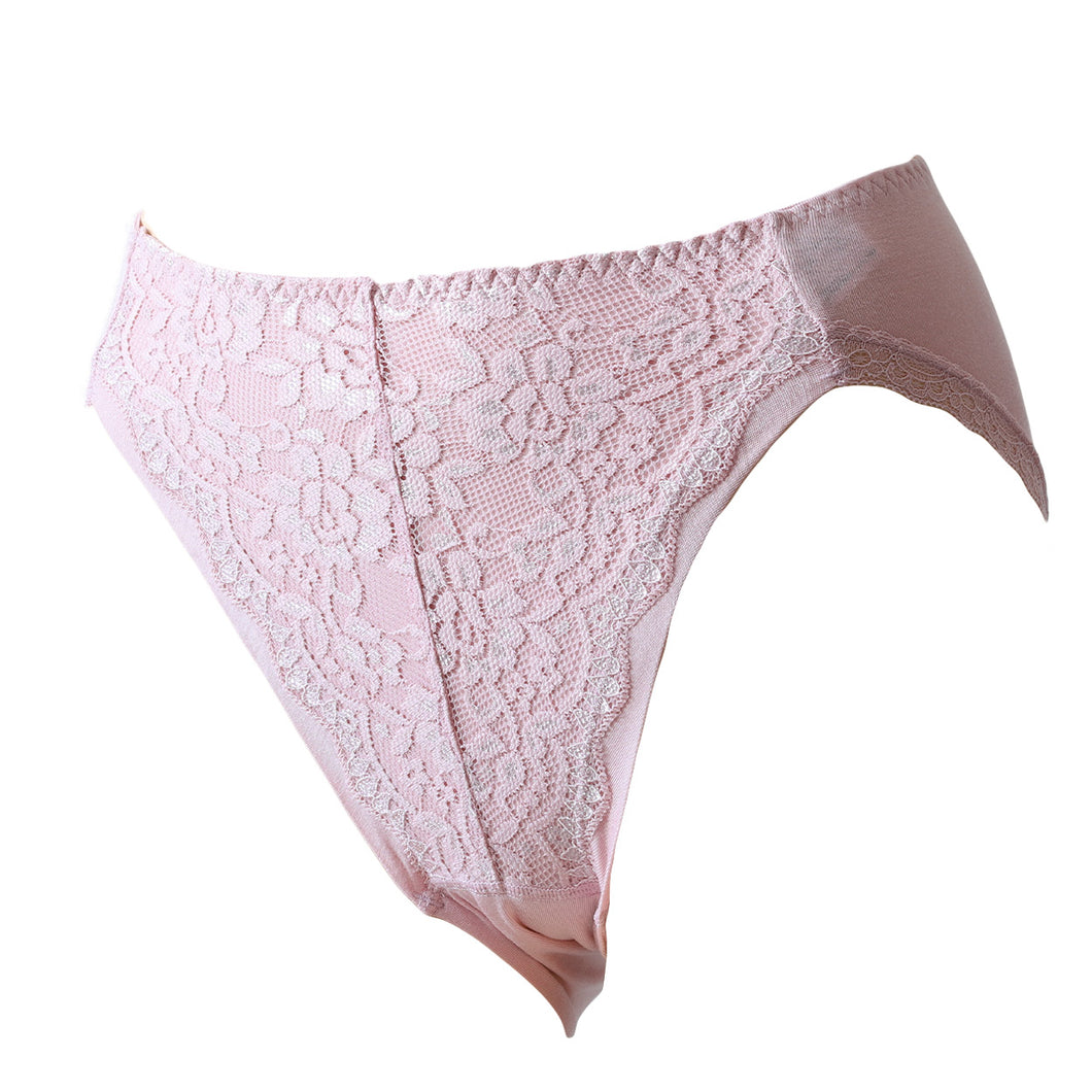 ショーツ レディース ハイレグカット 締めつけない むくみ軽減 股下マチ レース ストレッチ 快適 M～LL (パンツ 下着 インナー スタンダード なめらか リラックス 伸びる) (在庫限り)