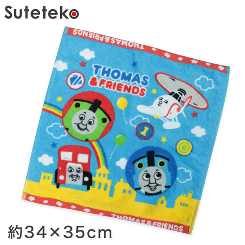 きかんしゃトーマス ハンドタオル 34×35cm (タオル 保育園 トーマス 柄 男の子 綿100% ウォッシュタオル ハンカチ キャラクター) (在庫限り)