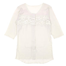 画像をギャラリービューアに読み込む, ワンタッチ 介護 肌着 前開き マジックテープ レディース M～LL 7分袖 レース 前あき肌着 入院 寝巻き インナー 介護シャツ ピンク m l ll
