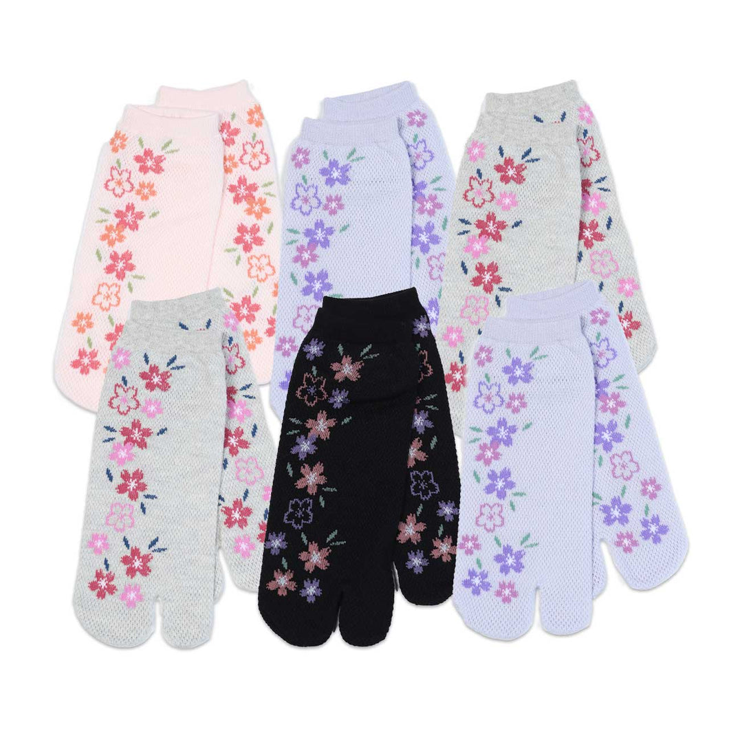 【 お得 】 レディース足袋ソックス スニーカー丈 メッシュ 6足組 23-24cm (レディース スニーカー丈 綿混 足袋 タビ 足袋靴下 足袋型靴下 くつ下 くつした 日本製) (在庫限り)