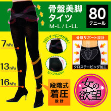 画像をギャラリービューアに読み込む, 女の欲望 レディース 着圧タイツ  骨盤サポート 80デニール M-L・L-LL (女性 婦人 美脚 ブラック シェイプアップ) (在庫限り)
