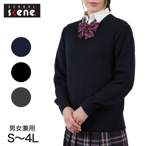 スクールセーター ウール混 女子 ニット セーター スクール S～4L (スクールニット 男子 レディース 学生 制服 中学生 高校生) (送料無料) (取寄せ)