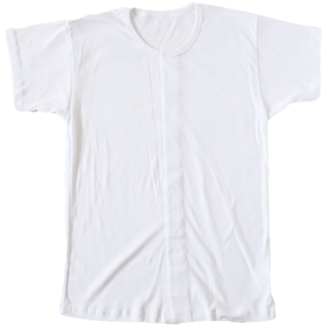 介護用 前開きシャツ メンズ 半袖 綿100% S～5L (マジックテープ ボタン 前あき 下着 入院 ワンタッチ肌着 インナー 男性 紳士)